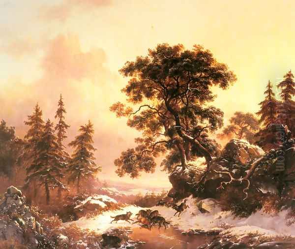 Wolves in a Winter Landscape - view 1