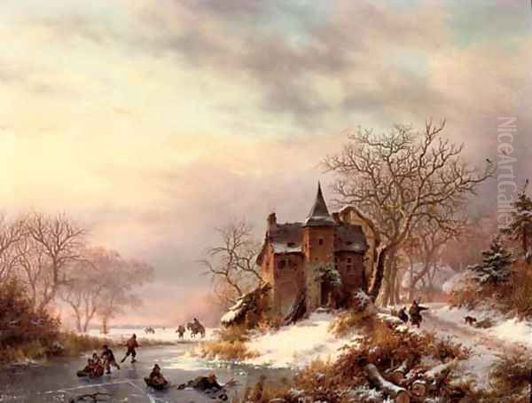 Sunset over a snow-covered landscape - view 1