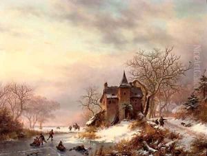 Sunset over a snow-covered landscape