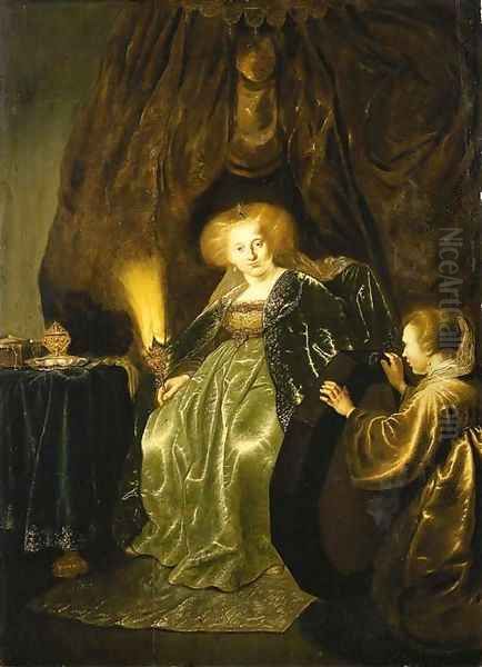 Esther preparing to meet Ahasuerus - view 1
