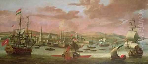 Dutch men o war and Turkish Galleys off Constantinople - view 1