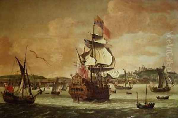 Charles II on board a two decker man o war off Dover - view 1