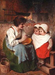Sitting for a meal by Hermann Kaulbach
