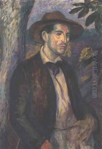 Portrait of Bela Czobel with Straw Hat 1907 by Karoly Kernstok