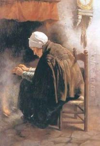 In Front of a Fireplace by Anton Kozakiewicz