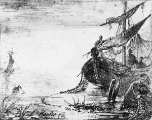 Cog Seascape at Venice 1842 by Mihaly Kovacs