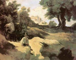 Italian Landscape with a Boy and an Ass 1843 by Mihaly Kovacs