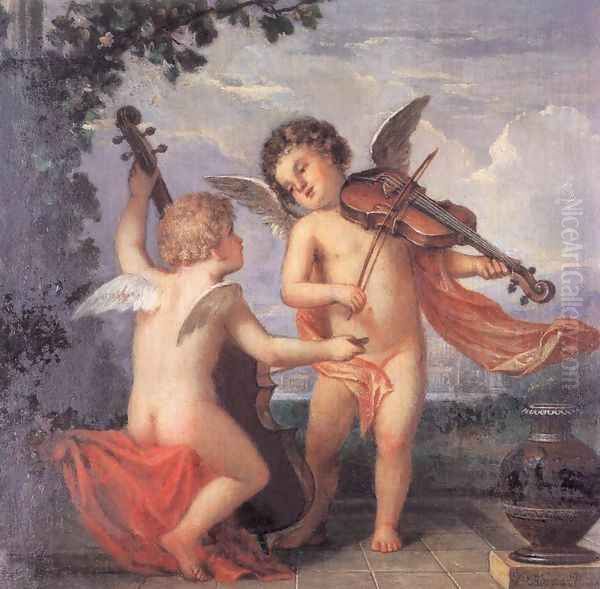 Putti Playing Music sketch c. 1884 - view 1