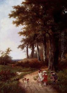 Children Picking Flowers In A Park