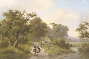 Elegant ladies strolling in the country