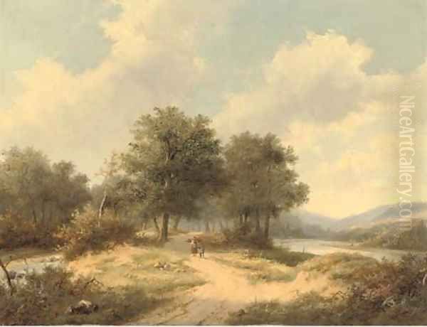 Woodgatherers on a sandy track - view 1