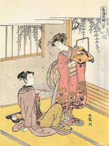 Parakeet in the Early Morning Mist, from "Eight Pictures of Birds" 1772-1781 by Isoda Koryusai