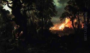 Village on Fire by Franciszek Kostrzewski
