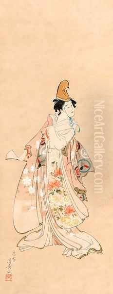 Segawa Kikunojo III performing the kabuki dance 'Musume Dojoji' - view 1