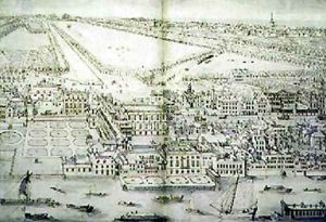 A Birds Eye View of Whitehall Palace by Leonard Knyff