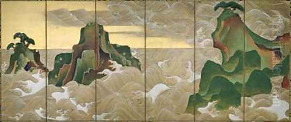 Waves at Matsushima Edo Period Japan - view 1