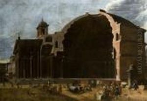Veduta E Sezione Del Pantheon Con Piazza Della Rotonda Eastanti