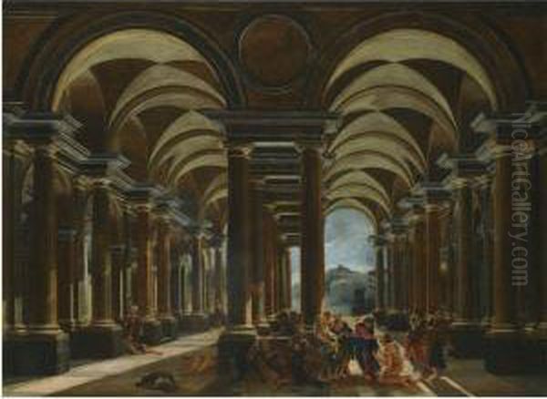 An Architectural Capriccio With Christ Curing A Leper - view 1