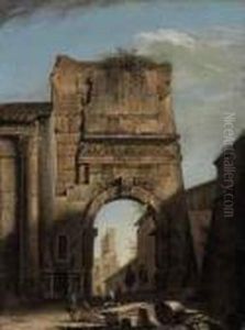 The Arch Of Titus, Rome by Viviano Codazzi