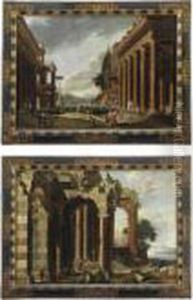 Capriccio Architettonico Con Piazza Cittadina E Porticati Di Fantasia