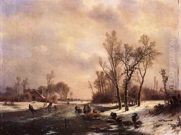 A Winter Landscape with Skaters on a Frozen River - view 1
