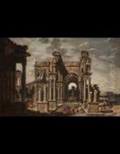 Capriccio Architettonico Con Gesu E La Samaritana by Viviano Codazzi