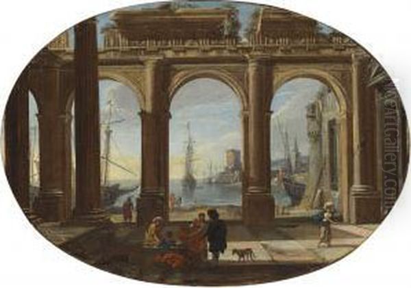 A Capriccio With Figures Beneath
A Doric Colonnade, A Bay And Thetorre Di San Vincenzo, Naples Beyond - view 1