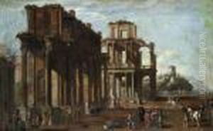 Attribuito Capriccio Architettonico Con Rovine E Varie Figure by Viviano Codazzi