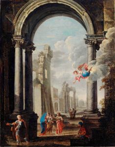 Architectural Capriccio With The Holy Family by Viviano Codazzi