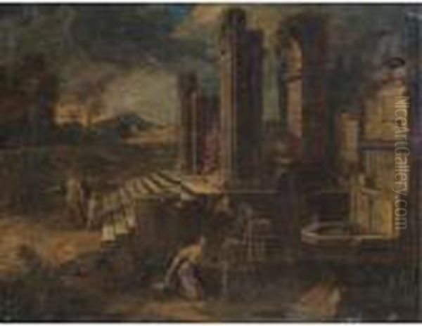 A Capriccio Scene With Figures Amongst Classical Ruins - view 1