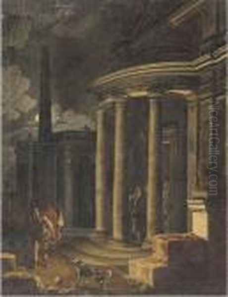 A Capriccio Of Classical Buildings By Moonlight - view 1
