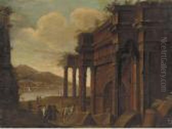 A Capriccio Of Classical Ruins With Figures Conversing - view 1