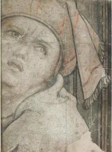 Two Cartoon Fragments Of Heads: A Man In A Turban And A Bearded Man Looking Upwards