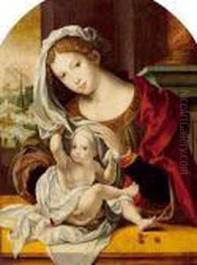 Madonna And Child. by Pieter Coecke Van Aelst