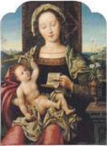 The Virgin And Child Enthroned by Pieter Coecke Van Aelst