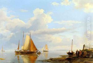Figures Coming Ashore in a Calm by Hermanus Jr. Koekkoek