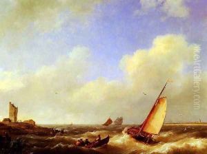 The Scheldt River at Flessinghe by Hermanus Jr. Koekkoek