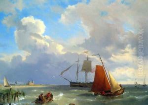 Shipping in a Choppy Estuary by Johannes Hermanus Koekkoek Snr