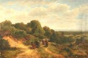 Homewards, Haslemere, Surrey With Logging Team On A Hilly Path by George Vicat Cole
