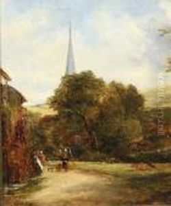 Figures On A Village Lane