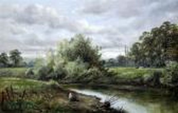 Angler And Cattle In A River Landscape - view 1
