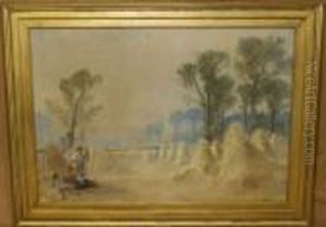 Workers Resting In A Harvest Field by George Vicat Cole