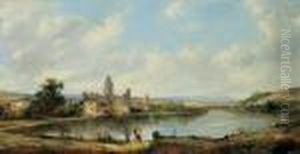 Landschaft Mit Dorf Und Ruine. by George Vicat Cole
