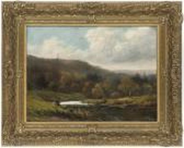 An Angler In A River Landscape - view 1