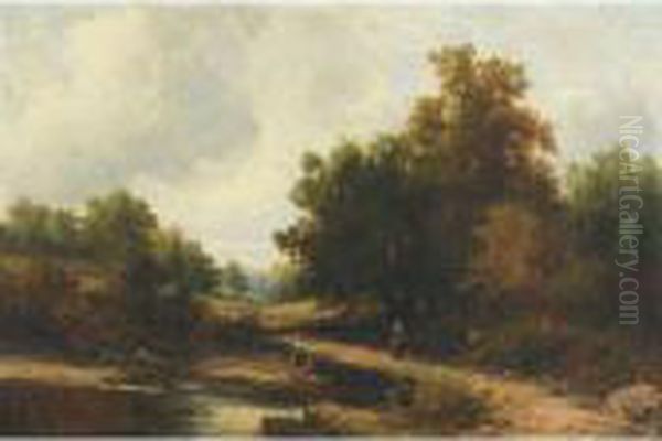 Children Picking Berries In An Extensive Landscape - view 1