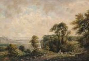 Herding Cows On A Country Pathmonogrammed And Dated 'vc 1878' (lower Left) by George Vicat Cole