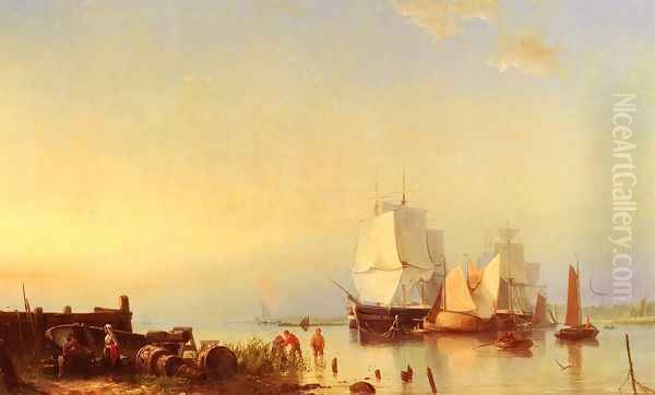 Three Mast Ships at Anchor - view 1