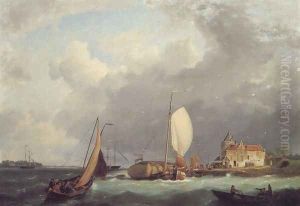 Shipping off the Dutch Coast by Johannes Hermanus Koekkoek Snr