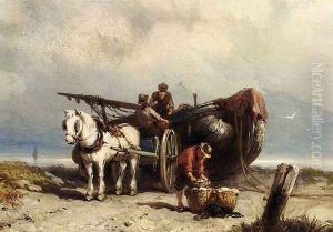 Unloading The Catch by Johannes Hermanus Koekkoek Snr