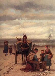 The Shell-fisher by Johannes Hermanus Koekkoek Snr
